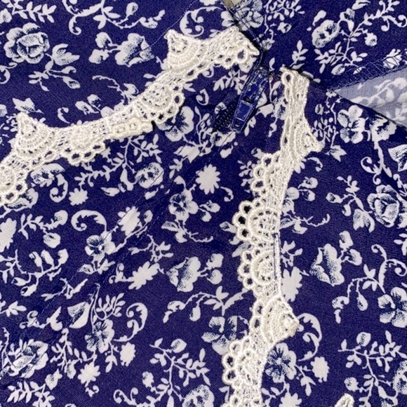 Vintage blue and white maxi dress with Peter Pan collar size 12 - Picture 10 of 11